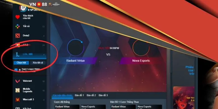 Cược LOL uy tín đừng quên nhà cái VN88
